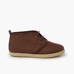 Botte cuir vegan lacets Marron