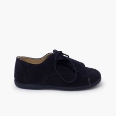 Derbies suède languette franges Bleu Marine