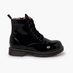 Bottes lacets velours effet verni Garvalín Noir