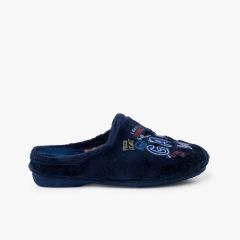 Chaussons style sabot gaming Bleu Marine