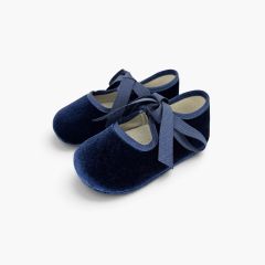 Babies velours ruban faya Bleu Marine