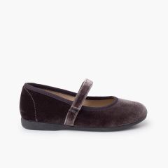 Babies velours fille bride fine à scratch Gris