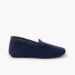 Chaussons style kung-fu velours côtelé Bleu Marine