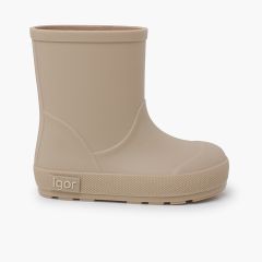 Bottes pluie souples enfants semelle fine Beige