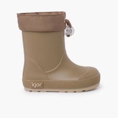 Bottes pluie souples col ajustable enfants Beige