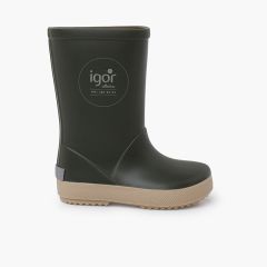 Bottes pluie enfants semelle beige Kaki