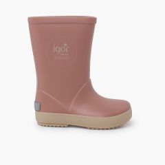 Bottes pluie enfants semelle beige Rose