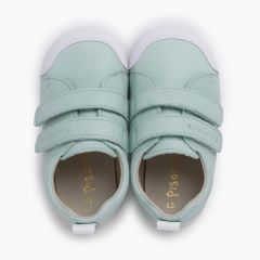 Baskets souples en cuir double fermeture à scratch Vert Menthe