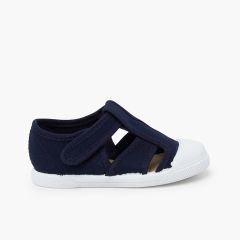 Sandale souple en toile pour enfants Bleu Marine