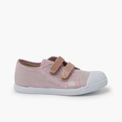 Baskets souples à double scratch brillante Rose