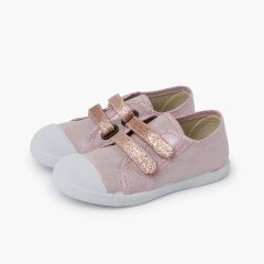 Baskets souples à double scratch brillante Rose