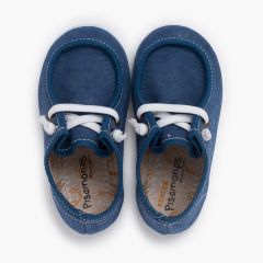 Chaussures bateau wallaby semelle fine lacets élastiques  Bleu Marine
