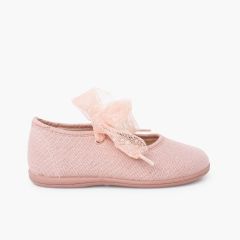 Ballerines laçage tulle plumetis Rose Claire