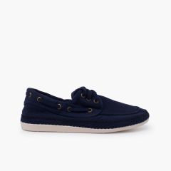 Chaussures bateau casual tailles hautes toile lavée Bleu Marine