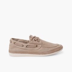 Chaussures bateau casual tailles hautes toile lavée Taupe