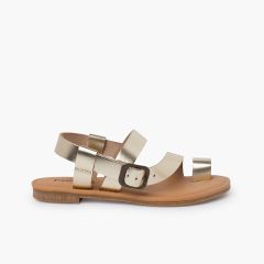 Sandales nu-pieds gladiateur cuir nappa boucle Champagne