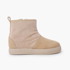 Bottes enfants tige velours côtelé Beige
