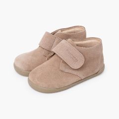 Bottines barefoot suède fermeture scratch Sable