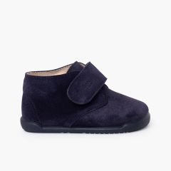 Bottines barefoot suède fermeture scratch Bleu Marine