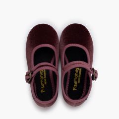 Babies velours boucle dorée vieillie Vieux Rose