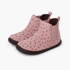 Bottes barefoot élastiques et étoiles Rose