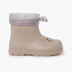 Bottines de pluie ajustables chat barefoot Beige