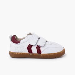 Baskets blanches barefoot enfants bandes latérales Bordeaux