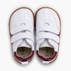 Baskets blanches barefoot enfants bandes latérales Bordeaux