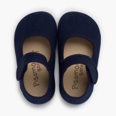 Babies barefoot en toile fermeture large Bleu Marine