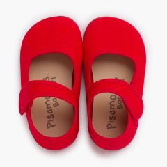Babies barefoot en toile fermeture large Rouge