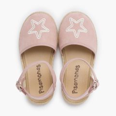 Espadrilles plates étoile brodée Rose