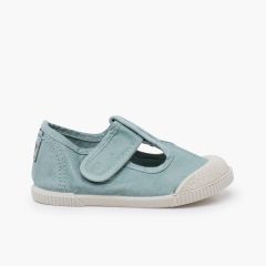 Salomés barefoot en toile lavée Aigue-marine
