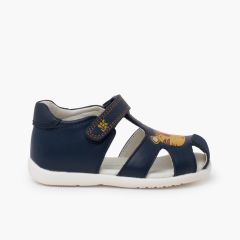 Sandales flexibles unisexes Garvalin Lion Bleu Marine