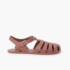 Sandales plastique barefoot enfants et femme Rose