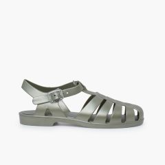Sandales plastique classiques Biarritz métallisées Vert