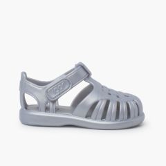 Sandales plastique Tobby métallisées scratch Argent