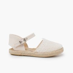 Espadrilles fille broderie cérémonie Écru