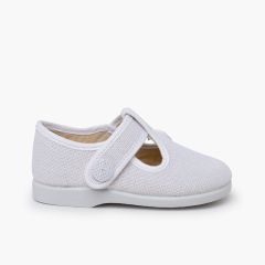 Salomés lin fermeture scratch bouton Blanc