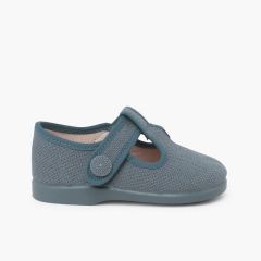 Salomés lin fermeture scratch bouton Bleu de France