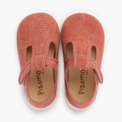 Chaussures salomés barefoot toile canvas à scratch Argile