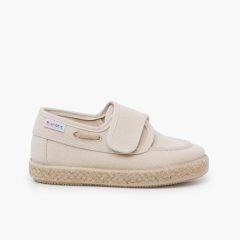 Chaussures bateau toile rustique effet délavé Écru