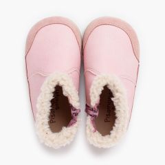 Bottes barefoot néocuir col fourrure mouton Rose