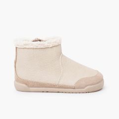 Bottes barefoot néocuir col fourrure mouton Beige