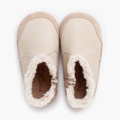 Bottes barefoot néocuir col fourrure mouton Beige