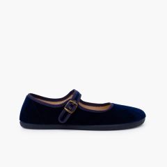 Babies femme barefoot velours boucle Bleu Marine