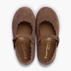 Chaussures babies suède vagues boucle Taupe