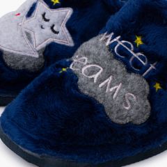 Chaussons sabots fourrure lune grandes tailles Bleu Marine