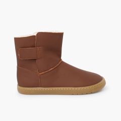 Bottes barefoot fille cuir fermeture à scratch Couleur Cuir