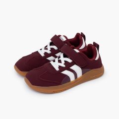Baskets Blanditos bandes scratch et lacets bordeaux et blanc