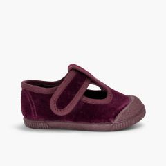 Salomés barefoot velours bout caoutchouc Bordeaux